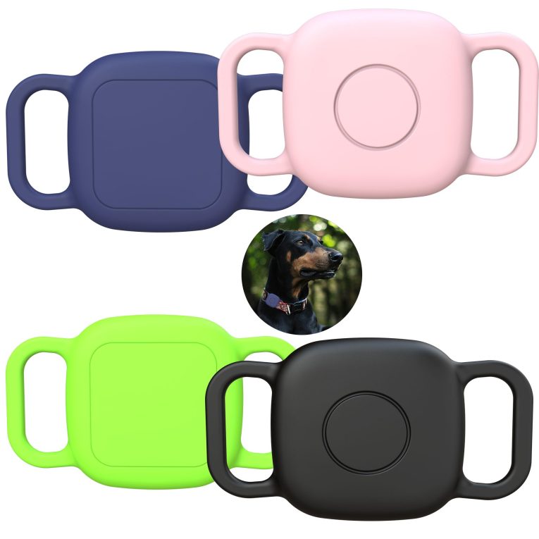 حامل طوق كلب مقاوم للماء لجهاز تتبع تايل ميت 2024/ ميت 2022، جراب سيليكون ناعم مضاد للضياع لقلادة القطط والحيوانات الاليفة، ملحقات غطاء واقي لجهاز تتبع البلاط (ازرق/ابيض)