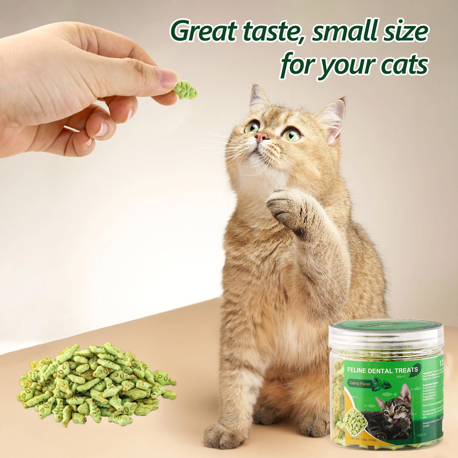 حلوى اسنان على شكل سمكة لحوض القطط، 100 غرام، كل مراحل الحياة، من باوتشي، قطعة