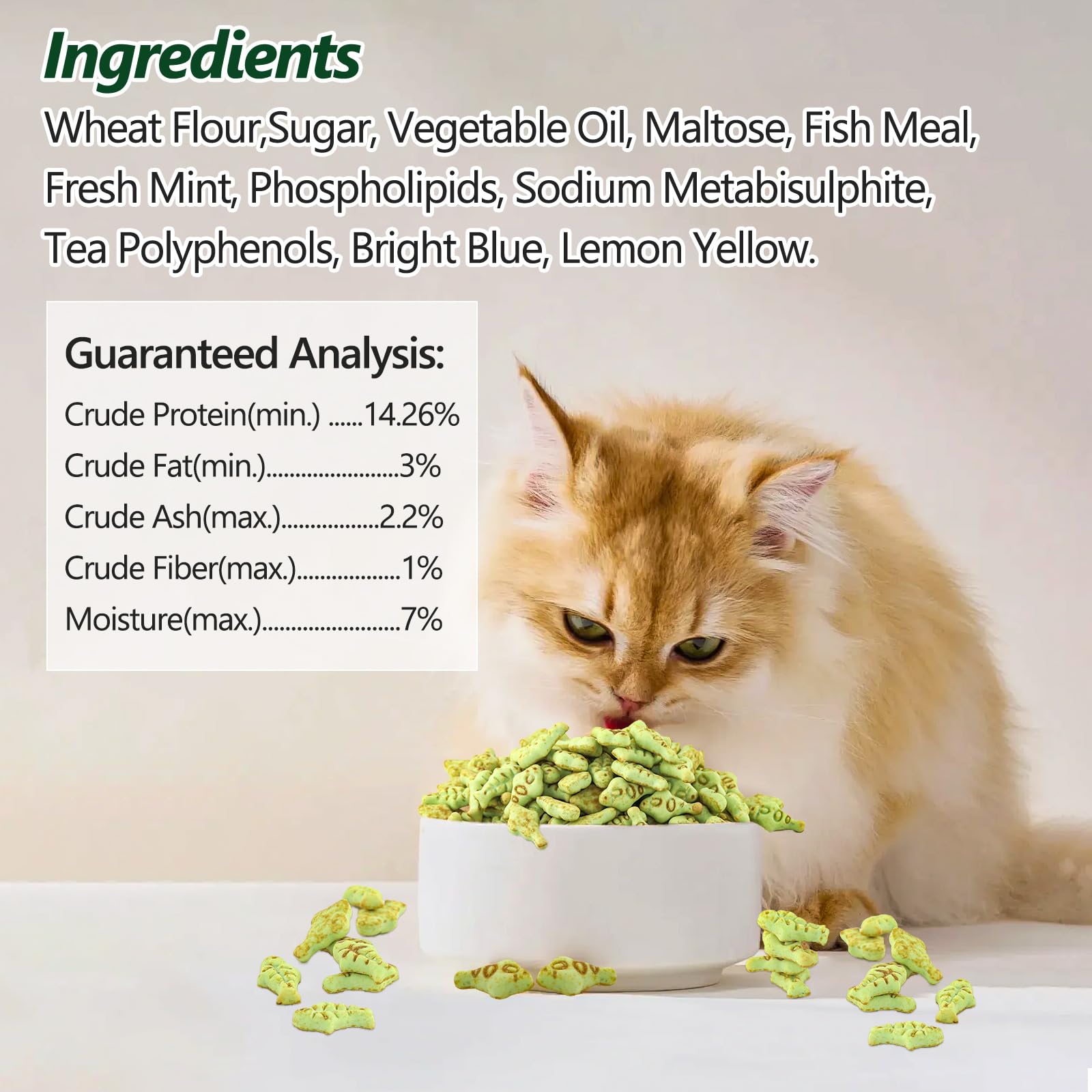 حلوى اسنان على شكل سمكة لحوض القطط، 100 غرام، كل مراحل الحياة، من باوتشي، قطعة