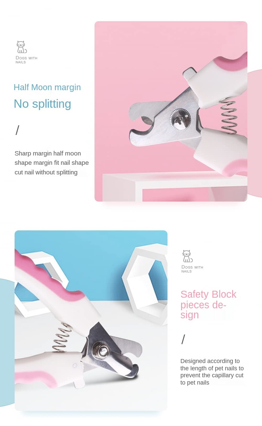 دوياف قصافة اظافر الحيوانات الاليفة، قصافة اظافر الكلاب، مقص اظافر الكلاب - اداة احترافية للعناية بالحيوانات الاليفة، مقص اظافر القطط، شفرات حادة، واقي امان لتجنب القطع الزائد، خالية من الاظافر