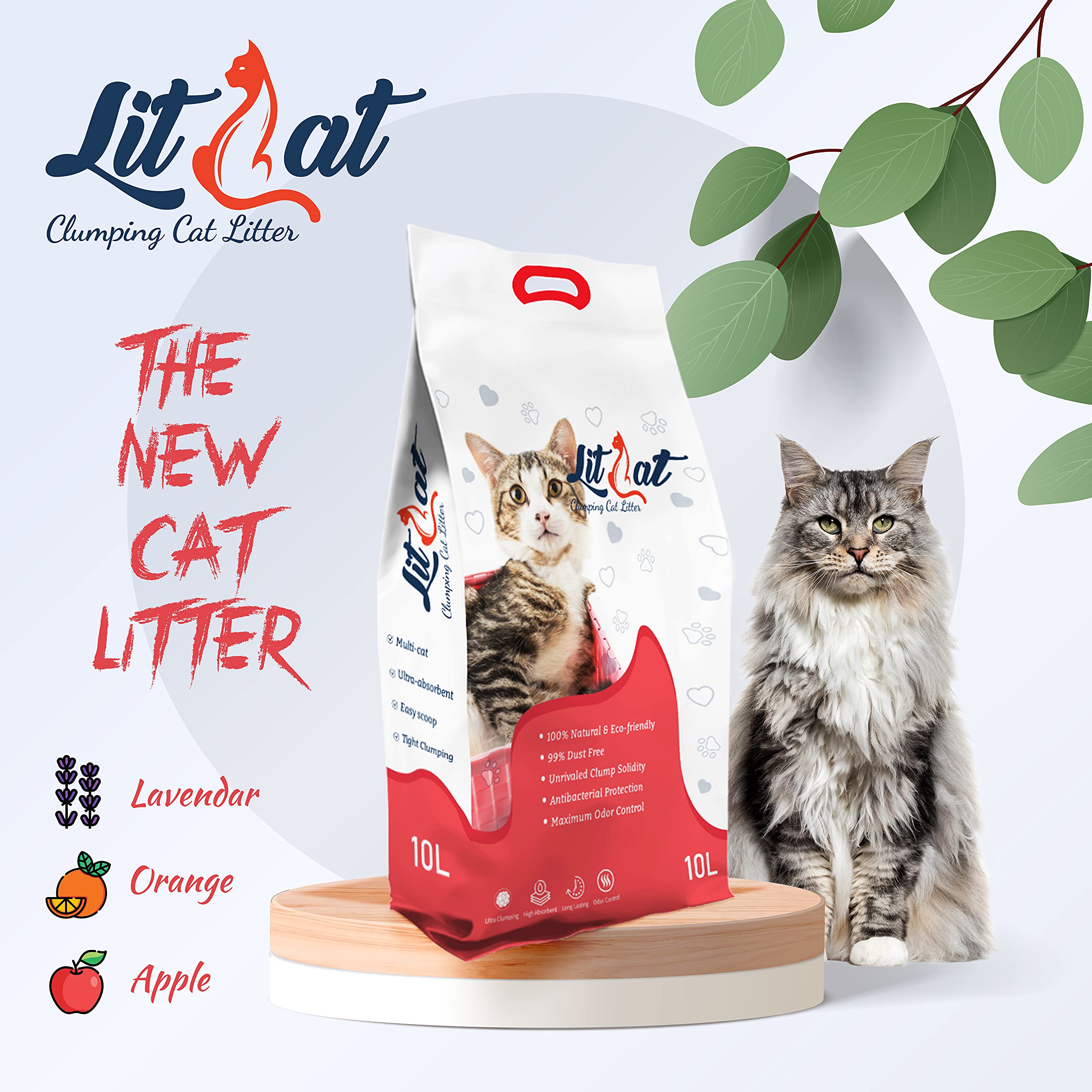 رمل فضلات القطط فائق التكتل من ليت كات - غير معطر، 10 لتر - (مع مغرفة مجانية - قد يختلف اللون)