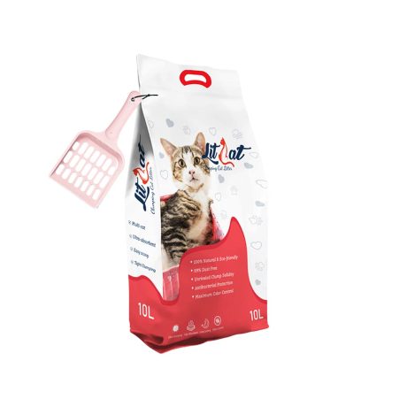 رمل فضلات القطط فائق التكتل من ليت كات - غير معطر، 10 لتر - (مع مغرفة مجانية - قد يختلف اللون)