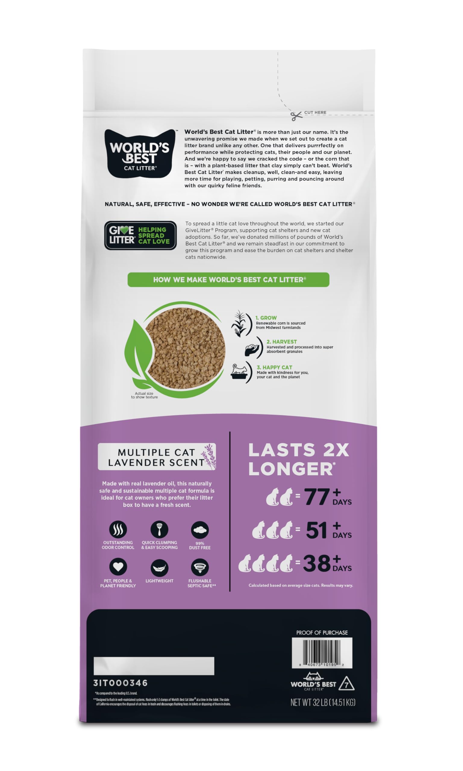 رمل فضلات قطط غير معطر من من ورلدز بيست كات ليتر، 12.7 كغم