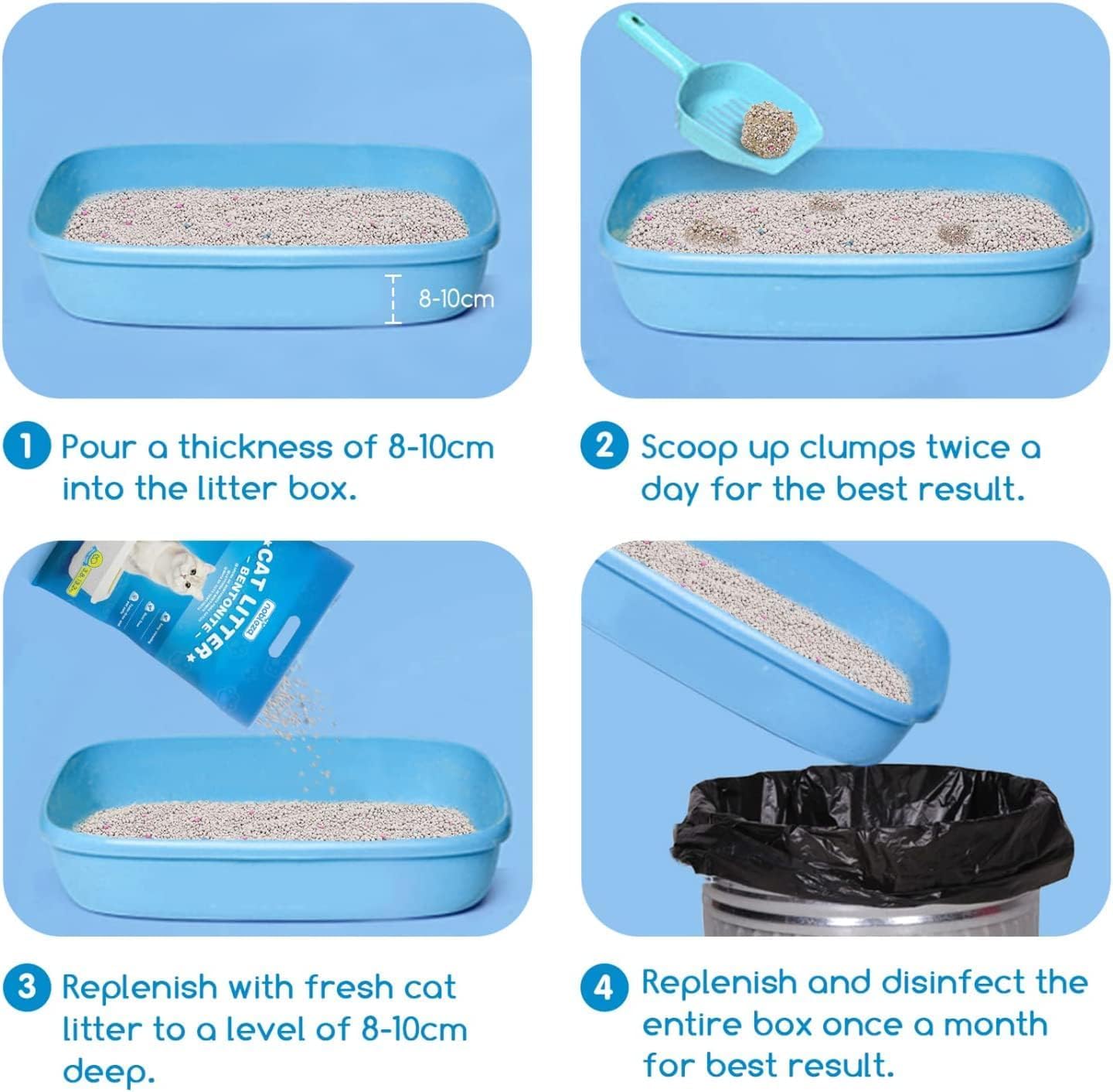 رمل فضلات قطط فائق التكتل ومنخفض التعقب وقابل للتحلل البيولوجي ويساعد على التحكم في الرائحة من مومو بير | 10 لتر، كيس 8 كجم - لافندر