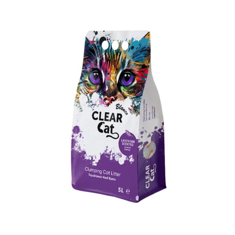 رمل فضلات متكتل للقطط برائحة اللافندر من كلير كات بلانكو، سعة 5 لتر