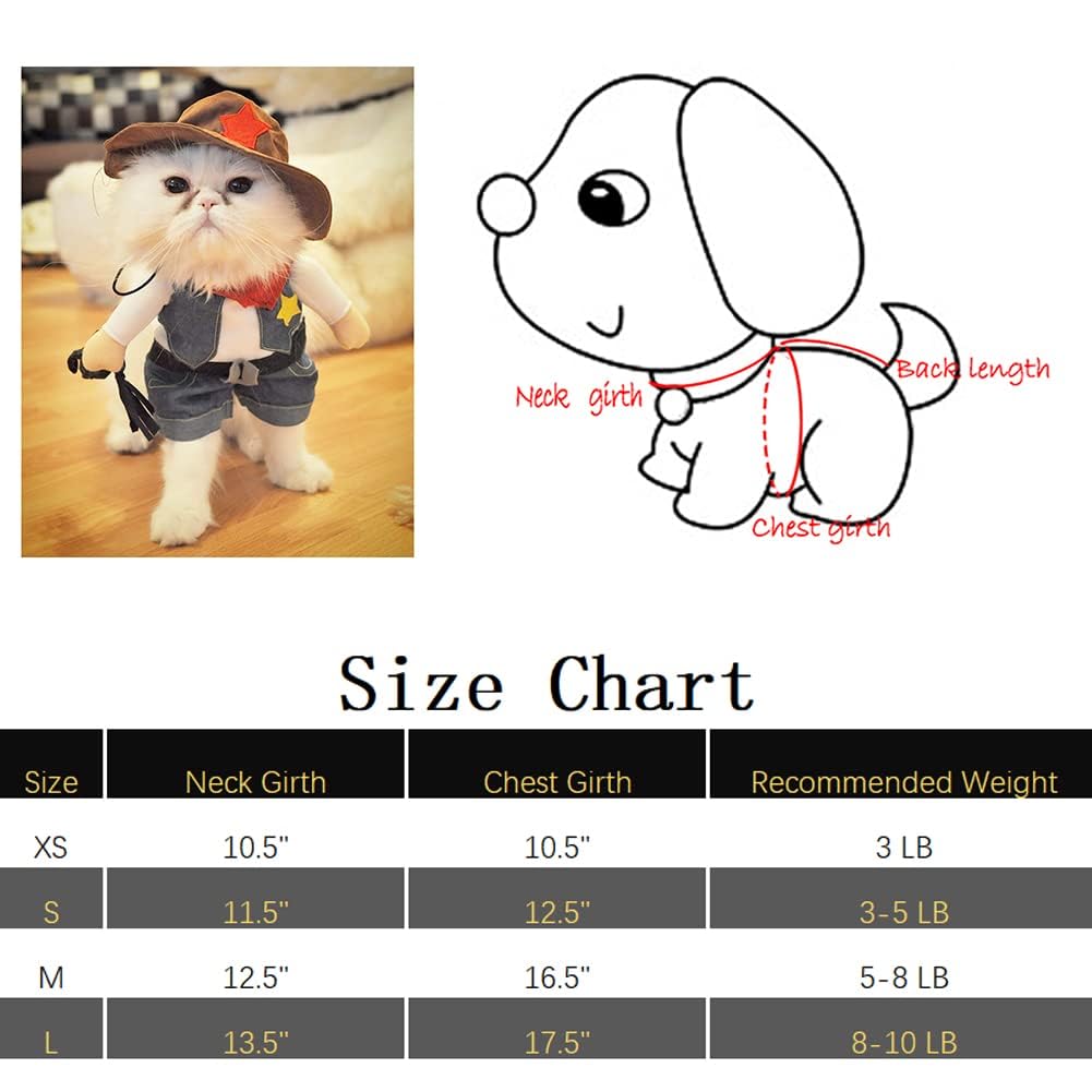 زي كاوبوي للكلاب مع قبعة من كوفوز، زي تنكري للهالوين للقطط والكلاب الصغيرة