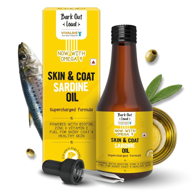 زيت سردين بارك اوت لاود من فيفالديس لبشرة صحية وفراء متوهج ومناعة معززة مع أوميجا 3 و6 والبيوتين والزنك (للكلاب والقطط)، 200 مل