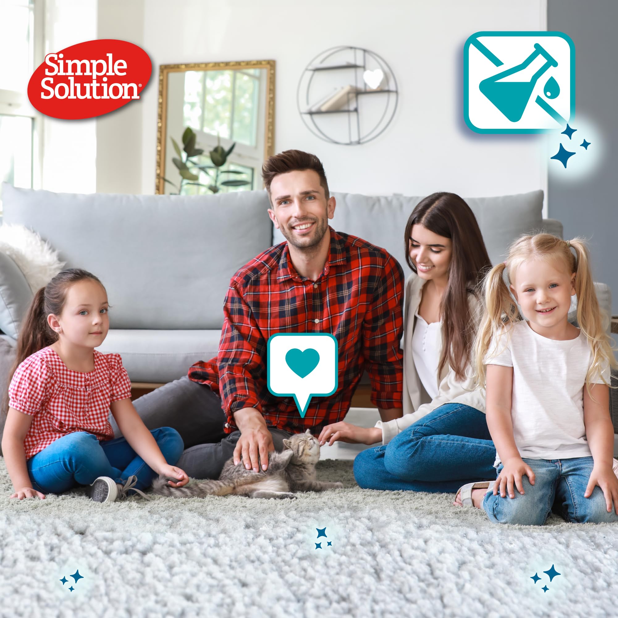 سيمبل سوليوشن مزيل البقع والروائح الكريهة للقطط، 4 لتر