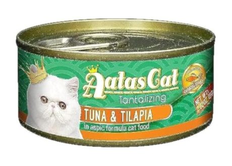 طعام قطط بتركيبة غنية بالاسيبك بنكهة التونة والبلطي من اتاس كات، 80 غرام، قطعة