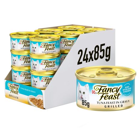 طعام قطط رطب فاخر بمزيج التونة المشوية من بيورينا فانسي بيست، 85 جرام، عبوة تتضمن 24، كل مراحل الحياة