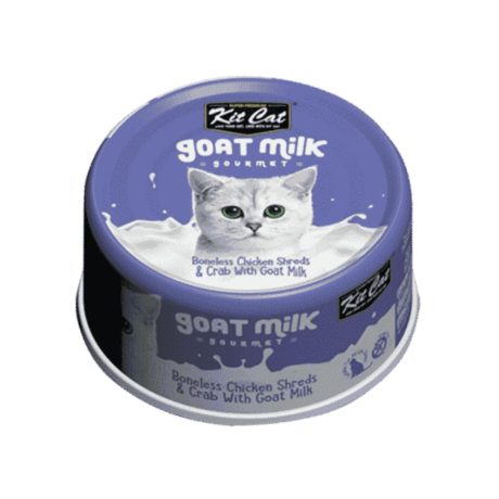 طعام قطط من قطع دجاج بدون عظام مع سلطعون وحليب الماعز كيت كات بوزن 70 جرام