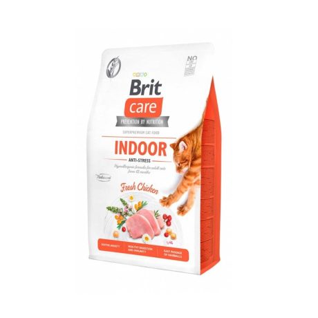 طعام للقطط المنزلية من بريت كير خال الحبوب ومضاد للاجهاد 2 كجم دجاج بالغ حبيبات مضغوطة 2.0 كيلوجرام