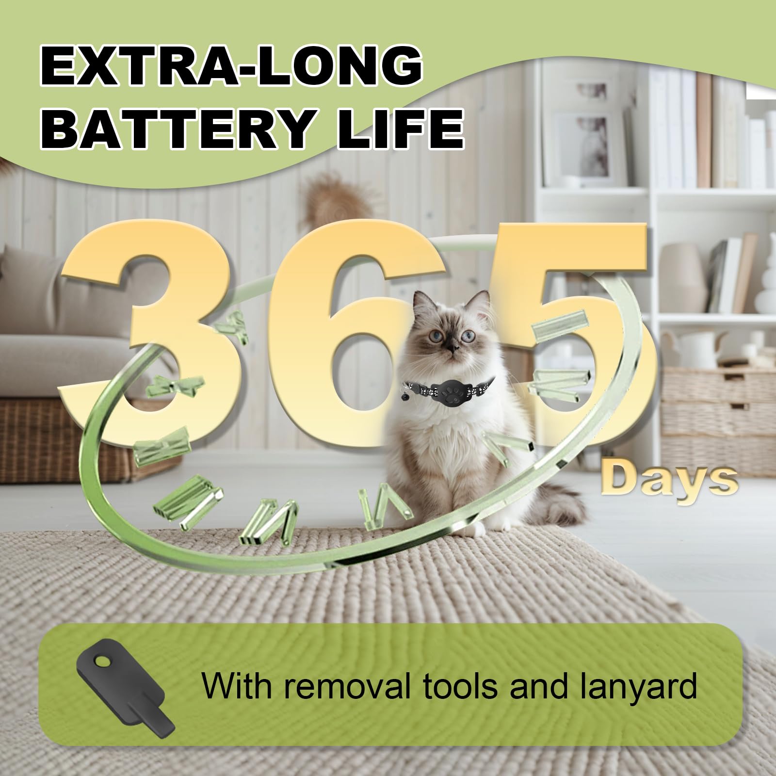 طوق تتبع القطط مع جوجل فايند ماي (فايند هاب)، بدون رسوم شهرية ولا حاجة إلى شريحة اتصال (اندرويد فقط)، جهاز تتبع الحيوانات الاليفة للقطط + طوق (7.5-12.6 انش)