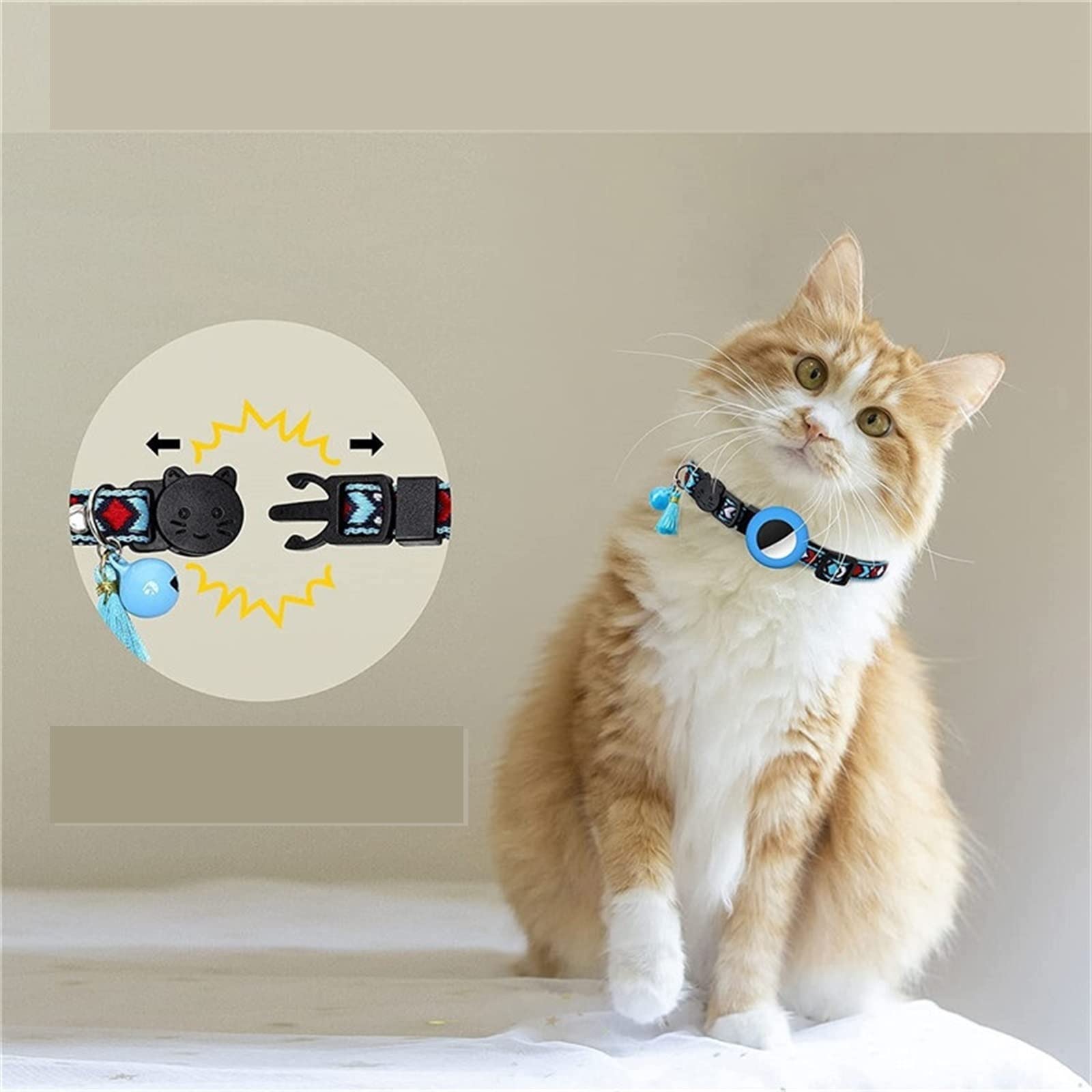 طوق جرس للقطط والكلاب والقطط من هوت بودي، غطاء جهاز تتبع المواقع مضاد للضياع، طوق تتبع القطط، اكسسوارات للحيوانات الاليفة (اللون: لون واحد)