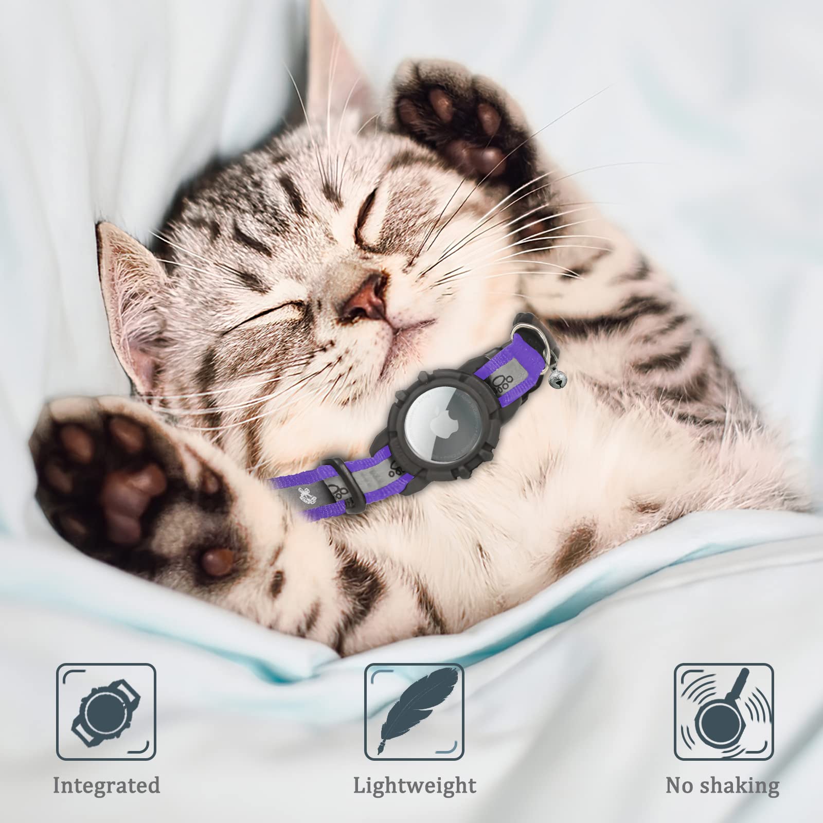 طوق قطط ايرتاج عاكس، طوق قطط ابل ايرتاج مدمج مدمج، طوق تتبع قطط لنظام تحديد المواقع مع حامل ايرتاج وجرس، طوق تتبع القطط خفيف الوزن للقطط الصغيرة والجراء [برتقالي] [S] من جياروي