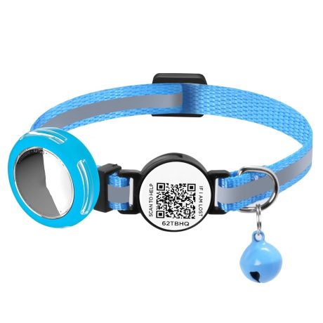 طوق قطط خفيف الوزن مقاوم للماء من يلا جوي، طوق خفيف الوزن ومتين وآمن، طوق عاكس للحيوانات الاليفة، بطاقة هوية ذكية قابلة للفصل، مسح رمز الاستجابة السريعة للتنبيهات الفورية للموقع (اسود)