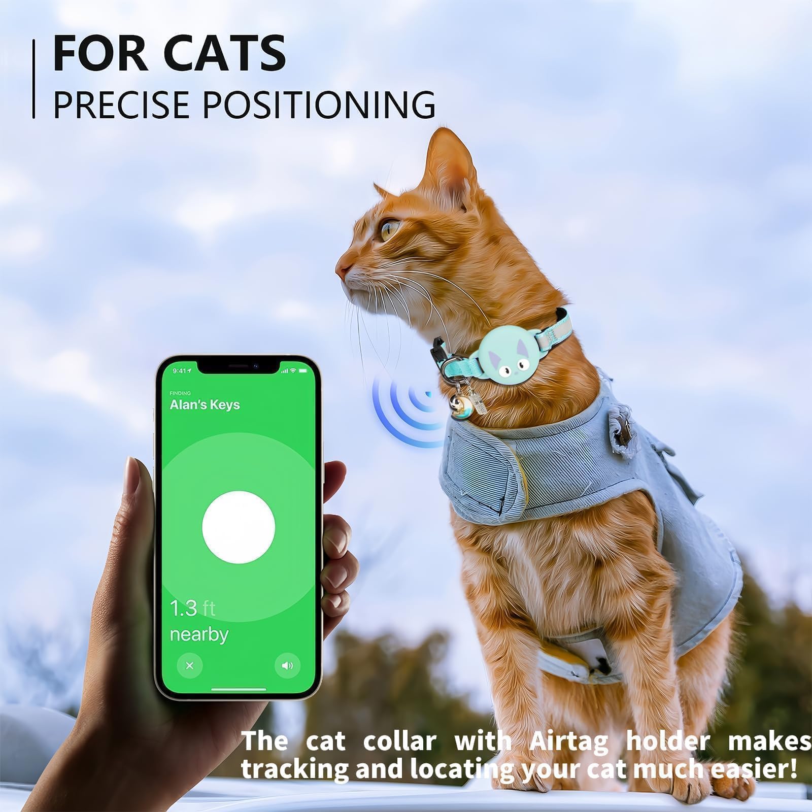 طوق للقطط قابل للانفصال من ويينجر، بتصميم مضيء في الليل، مزود بمشبك امان مخفي لجهاز تتبع نظام تحديد المواقع الجغرافي، طوق للقطط مع حزام مرن للامان ونظام تحديد المواقع العالمي (GPS) للقطط (اخضر مينت)