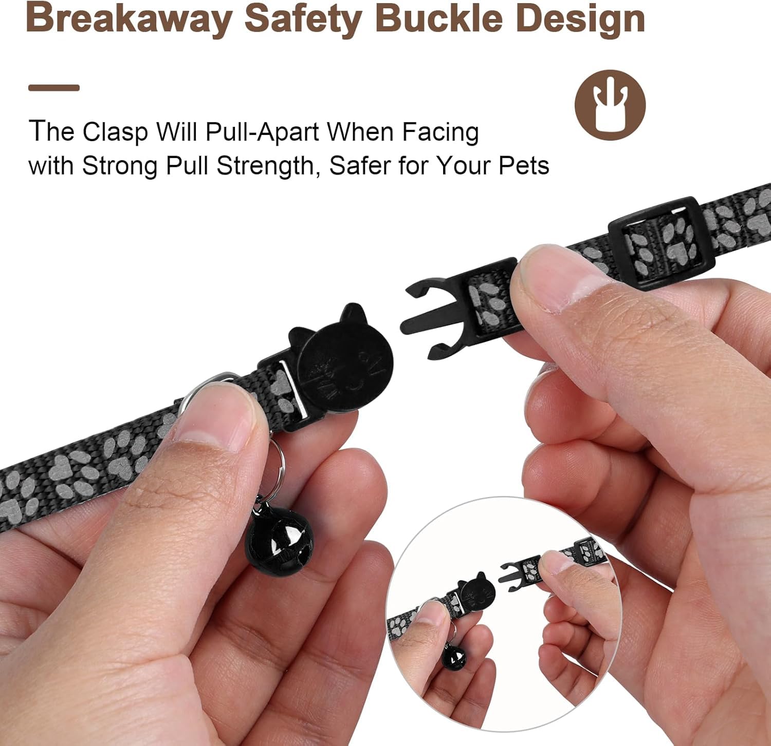 طوق للقطط مع جرس قابل للتعديل للقطط الصغيرة والجراء والكلاب الصغيرة، طوق كيتي لطيف مع حامل بطاقة متوافق مع ايرتاج، طوق قطط امن مرن لتتبع هوية الاسم