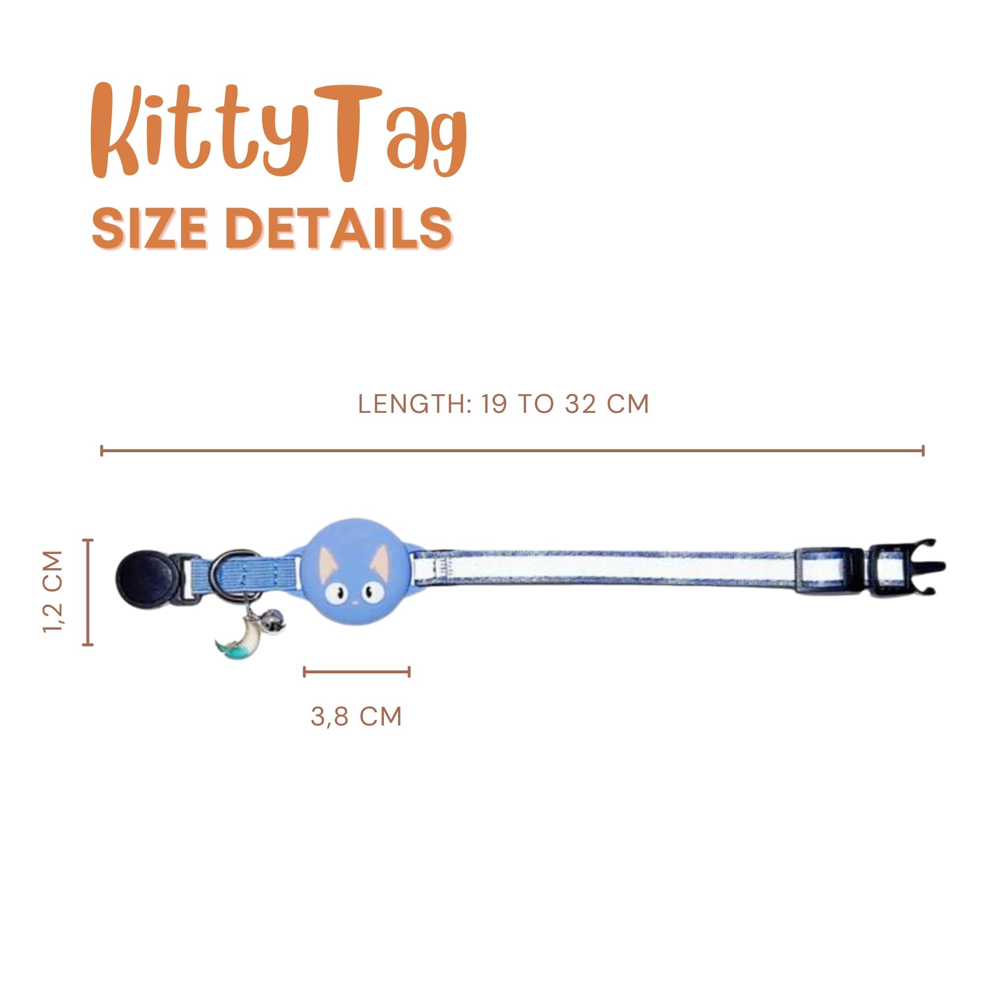 طوق للقطط مع جهاز تعقب، طوق قابل للفصل لجهاز ابل ايرتاج، مضيء قابل للتعديل مع جرس، جهاز تتبع مقاوم للماء للقطط والقطط الصغيرة (اسود)