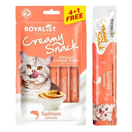 عبوة وجبات خفيفة كريمية من رويال كات، سمك السلمون 75 جرام 5×15 غرام، بالغ، سائل
