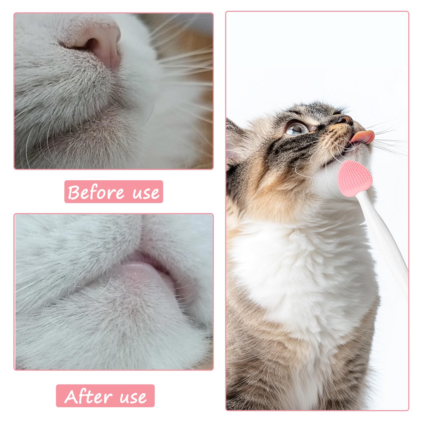 فرشاة تنظيف ذقن القطط، فرشاة سيليكون لتنظيف ذقن القطط، تزيل الرؤوس السوداء وذقن القطط بلطف وتقشير حب الشباب والرؤوس السوداء، فرشاة تنظيف مزدوجة الجوانب للقطط