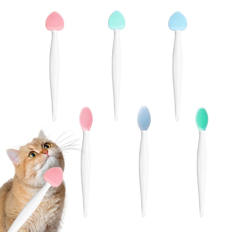 فرشاة تنظيف ذقن القطط، فرشاة سيليكون لتنظيف ذقن القطط، تزيل الرؤوس السوداء وذقن القطط بلطف وتقشير حب الشباب والرؤوس السوداء، فرشاة تنظيف مزدوجة الجوانب للقطط
