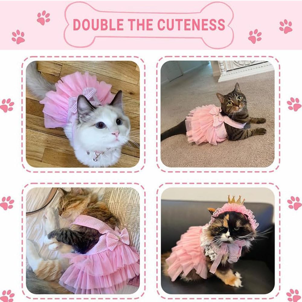 فستان للحيوانات الاليفة من جويز، فستان شبكي مخطط رائع للكلاب الصغيرة والقطط، فستان كلب صغير قابل للتعديل للفتيات، ملابس كلاب بوميرانيان والشيواوا، مثالي للحفلات والمناسبات الخاصة (مقاس M)