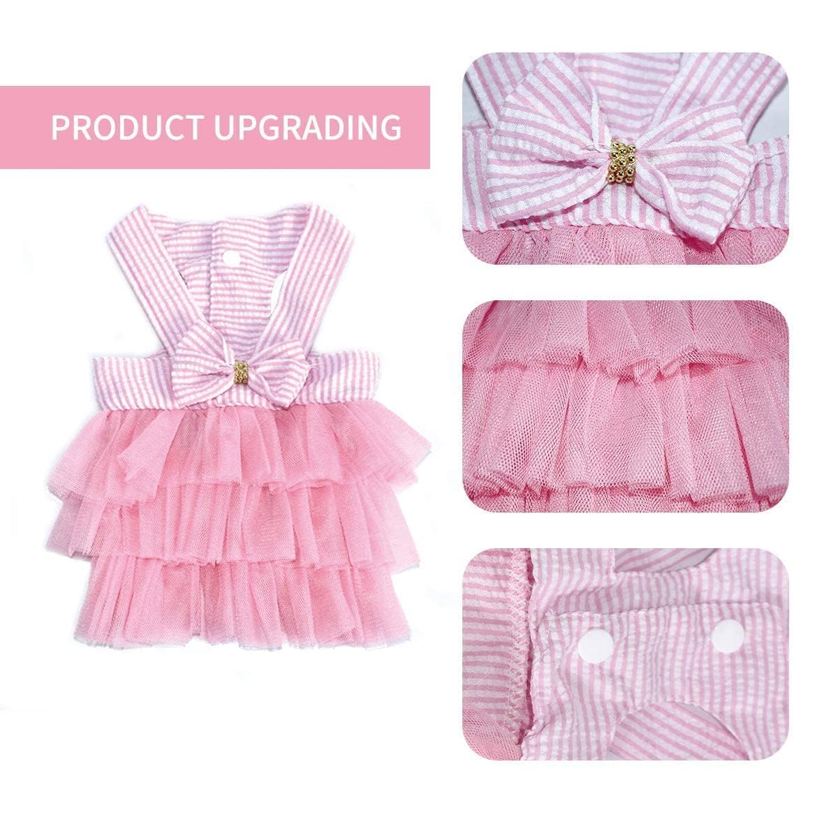 فستان للحيوانات الاليفة من جويز، فستان شبكي مخطط رائع للكلاب الصغيرة والقطط، فستان كلب صغير قابل للتعديل للفتيات، ملابس كلاب بوميرانيان والشيواوا، مثالي للحفلات والمناسبات الخاصة (مقاس M)