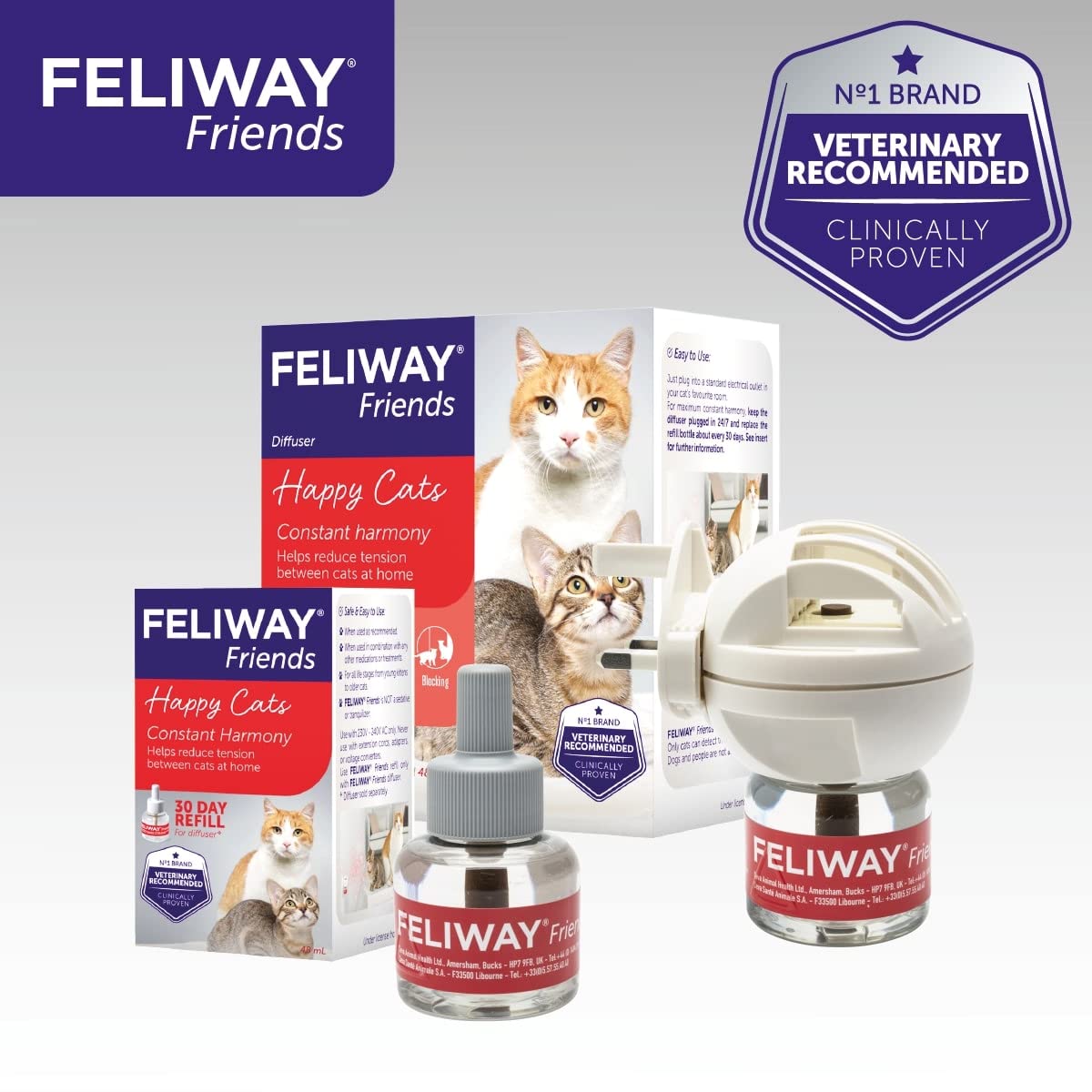 فيليواي عبوة اعادة تعبئة لمدة 30 يومًا من فريندز تساعد على تقليل الصراع في المنازل متعددة القطط وتساعد التعايش بشكل أفضل - 48 مل