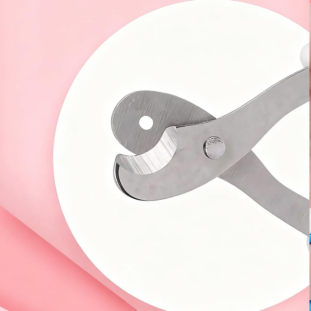 قصافة اظافر الحيوانات الاليفة للقطط من الستانلس ستيل مع فتحة دائرية وشفرة هلالية، مقص اظافر الحيوانات الاليفة بقبضة مريحة، امنة وسهلة الاستخدام (ازرق)