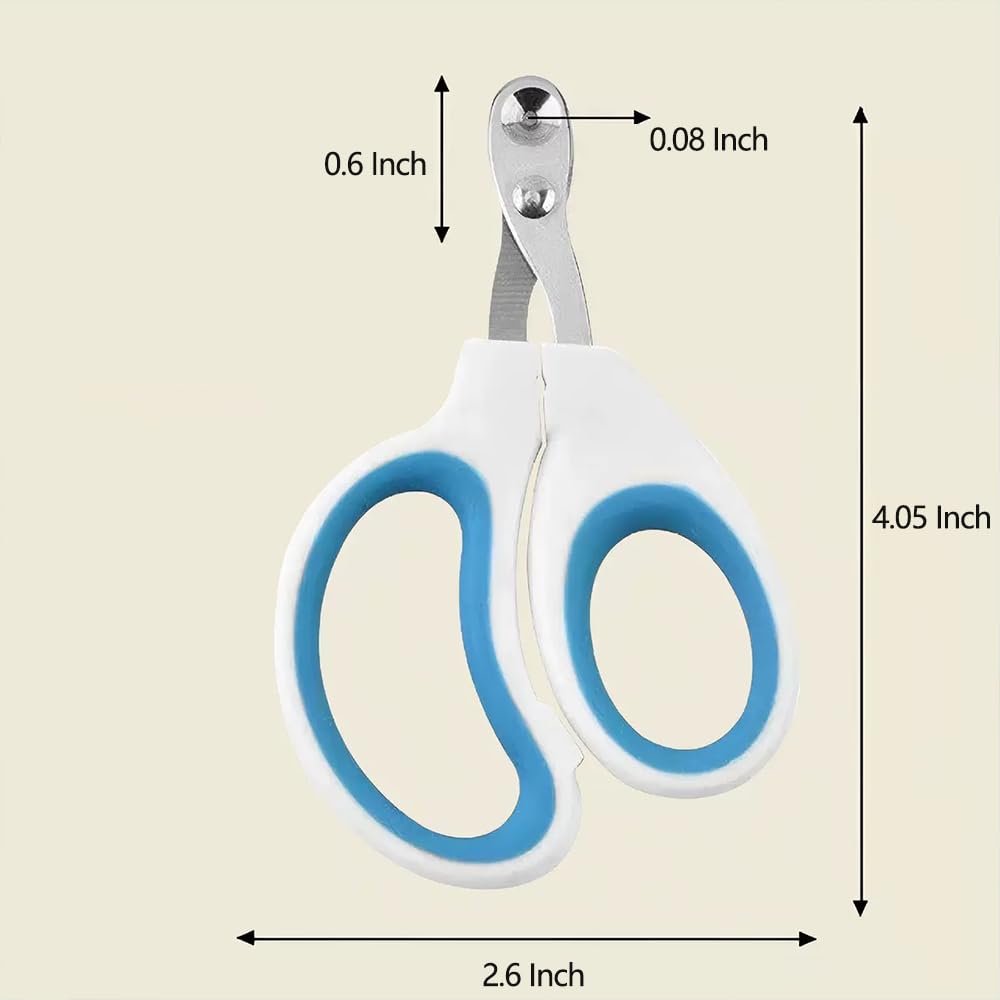 قصافة اظافر الحيوانات الاليفة للقطط من الستانلس ستيل مع فتحة دائرية وشفرة هلالية، مقص اظافر الحيوانات الاليفة بقبضة مريحة، امنة وسهلة الاستخدام (ازرق)