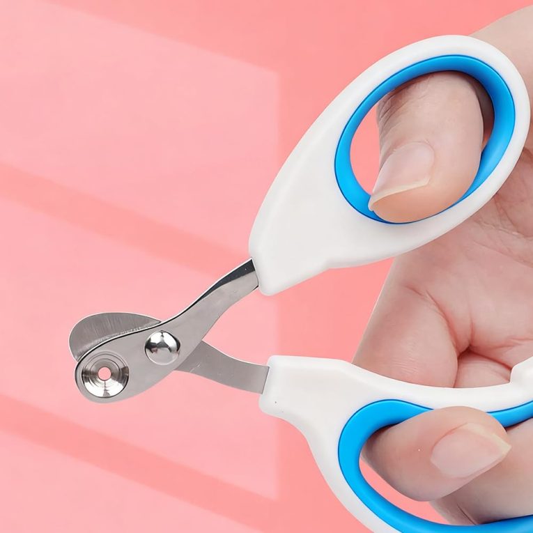 قصافة اظافر الحيوانات الاليفة للقطط من الستانلس ستيل مع فتحة دائرية وشفرة هلالية، مقص اظافر الحيوانات الاليفة بقبضة مريحة، امنة وسهلة الاستخدام (ازرق)