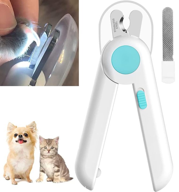 قصافة اظافر الحيوانات الاليفة للقطط والكلاب والحيوانات الاليفة من موسيكل مع ضوء LED لتجنب القطع الزائد، قصافة اظافر احترافية للعناية بالمخالب مزودة باضاءة LED (ازرق)