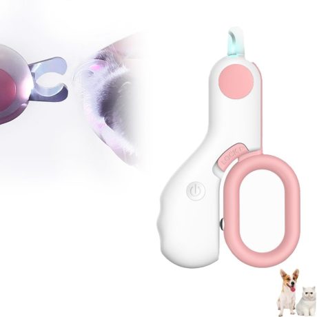 قصافة اظافر الحيوانات الاليفة والكلاب والقطط مع ضوء LED، قصافة اظافر صغيرة محمولة للكلاب، اداة مبتكرة للعناية بمخالب الكلاب والارانب والقطط في الاماكن المغلقة