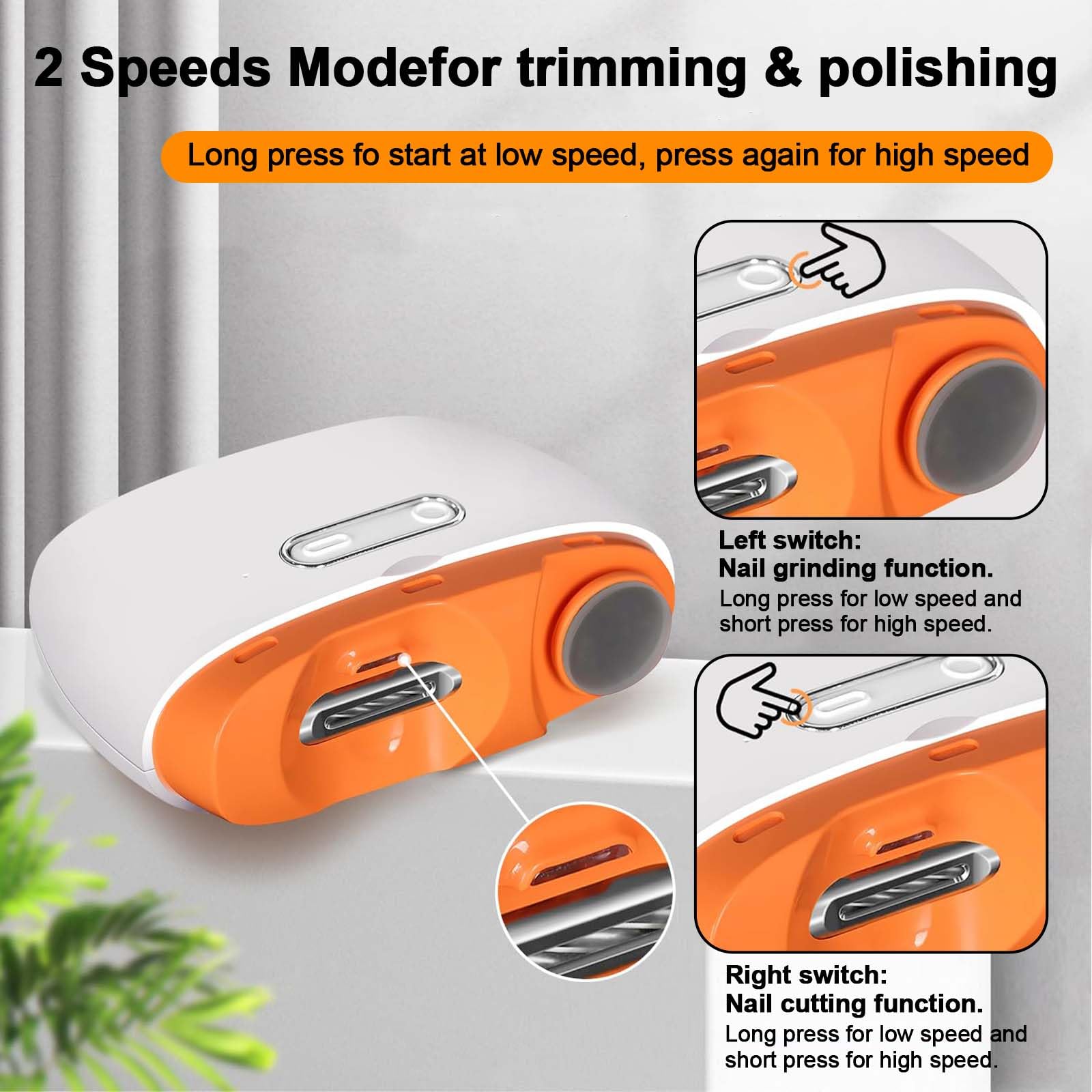 قصافة اظافر كهربائية اوتوماتيكية 2 في 1، قصافة اظافر وملمع اظافر للاطفال مع ضوء LED وتخزين قصاصات الاظافر، قابلة لاعادة الشحن بمنفذ USB للاطفال والنساء وكبار السن