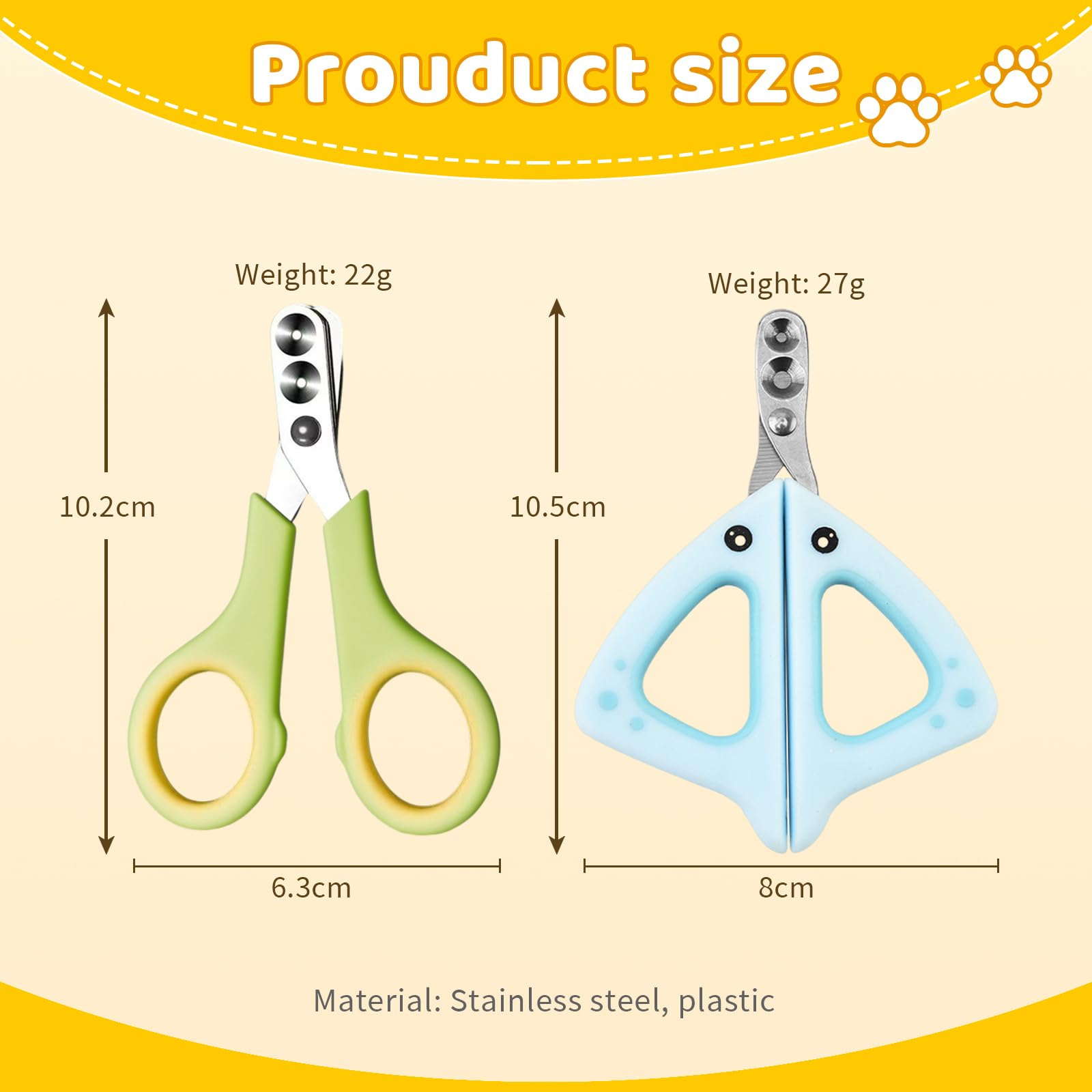 قصافة اظافر للقطط مع فتحة 2 ملم و3 ملم للقطط والكلاب بتصميم فتحة دائرية مزدوجة للقطط والجراء والارانب من جي يو اس اكس بي بي دي، قطعتين