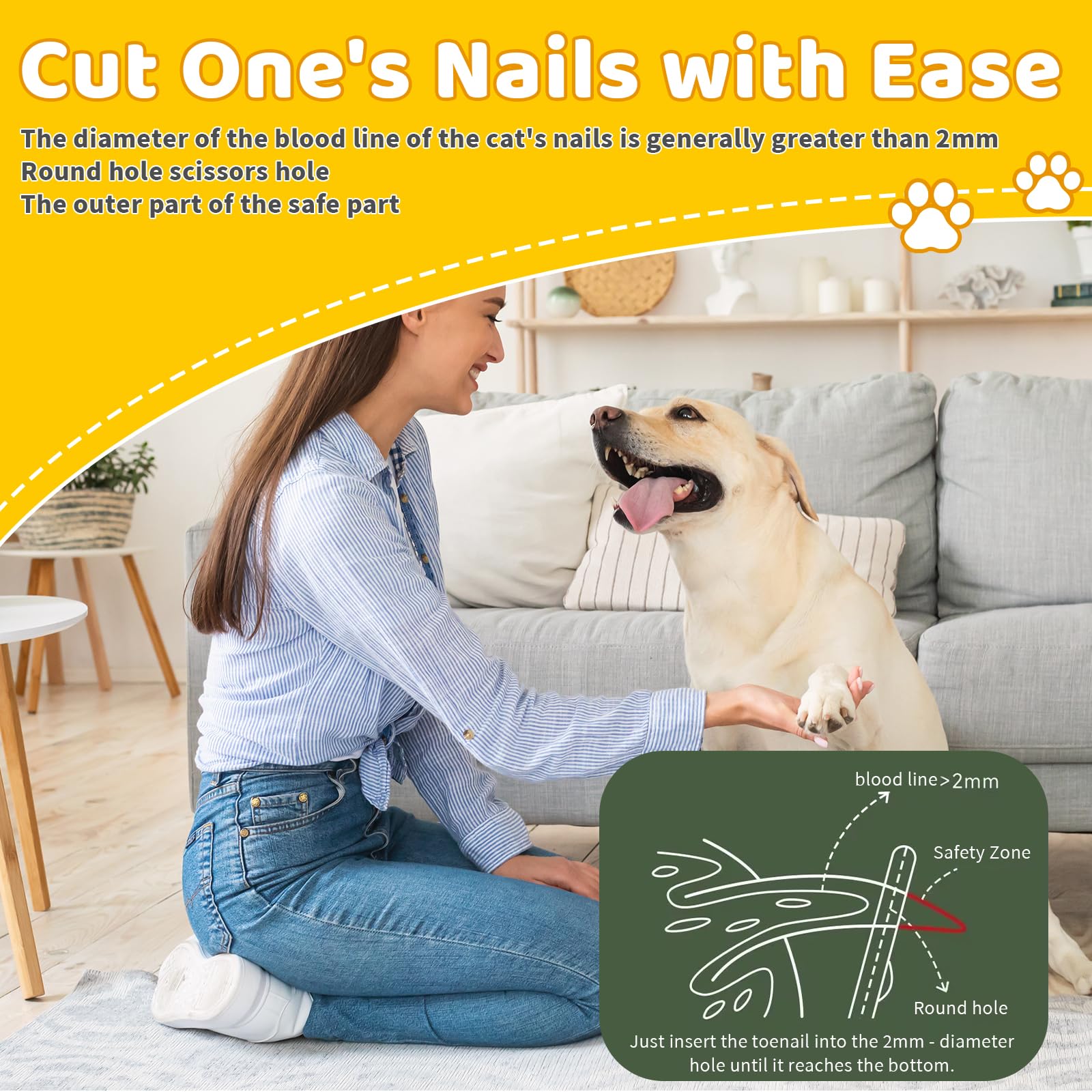 قصافة اظافر للقطط مع فتحة 2 ملم و3 ملم للقطط والكلاب بتصميم فتحة دائرية مزدوجة للقطط والجراء والارانب من جي يو اس اكس بي بي دي، قطعتين