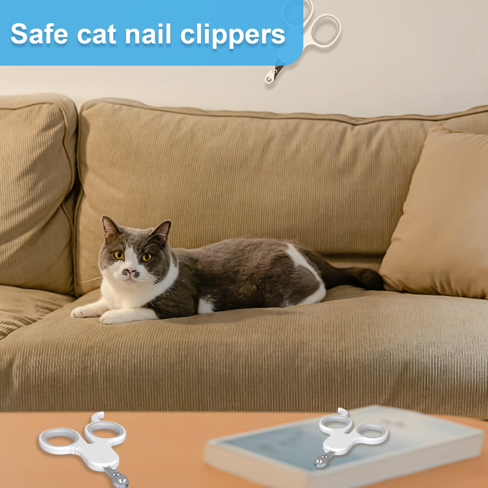 قصافة اظافر للقطط من الستانلس ستيل من بيكسارو - قطاعة مخلب القطط سهلة الامن، مقص اظافر للكلاب والقطط ومقص اظافر للقطط والكلاب والارانب والحيوانات الصغيرة