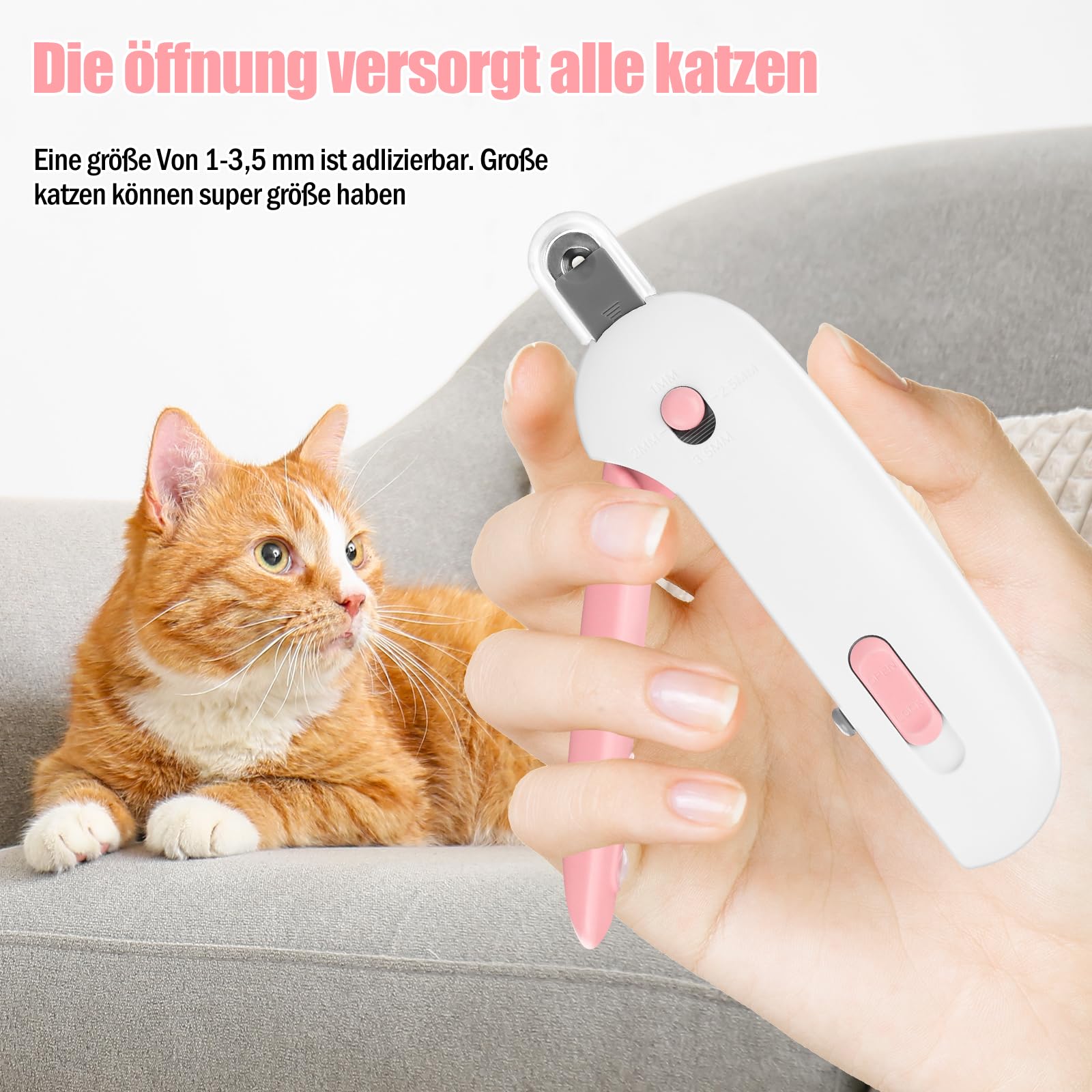 قصافة اظافر للقطط والكلاب من انكورينا، قصافة اظافر للقطط والكلاب، قصافة اظافر من الستانلس ستيل، اداة تشذيب اظافر القطط، قصافة اظافر القطط مع مبرد وحماية (بينك)