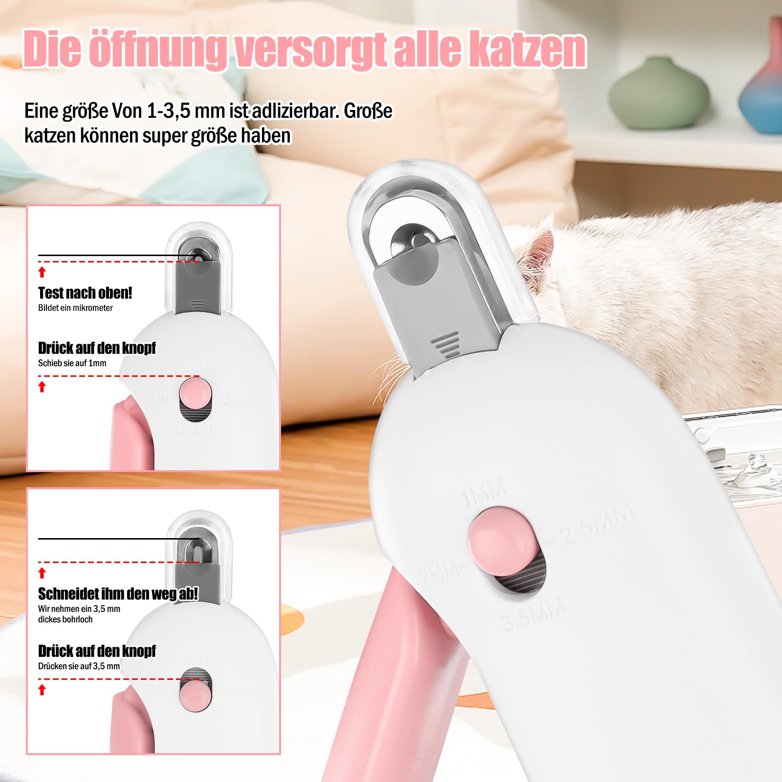 قصافة اظافر للقطط والكلاب من انكورينا، قصافة اظافر للقطط والكلاب، قصافة اظافر من الستانلس ستيل، اداة تشذيب اظافر القطط، قصافة اظافر القطط مع مبرد وحماية (بينك)