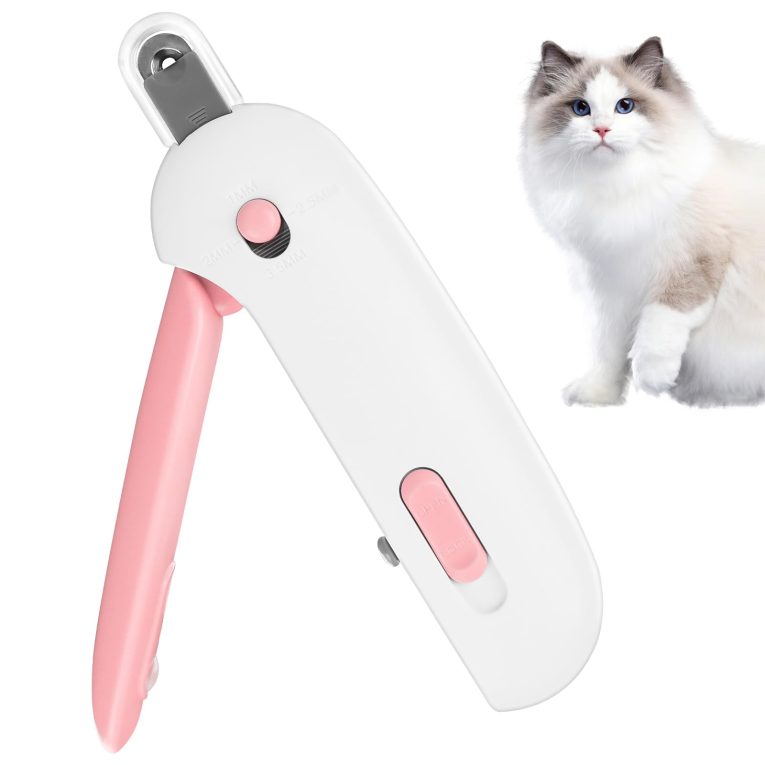 قصافة اظافر للقطط والكلاب من انكورينا، قصافة اظافر للقطط والكلاب، قصافة اظافر من الستانلس ستيل، اداة تشذيب اظافر القطط، قصافة اظافر القطط مع مبرد وحماية (بينك)