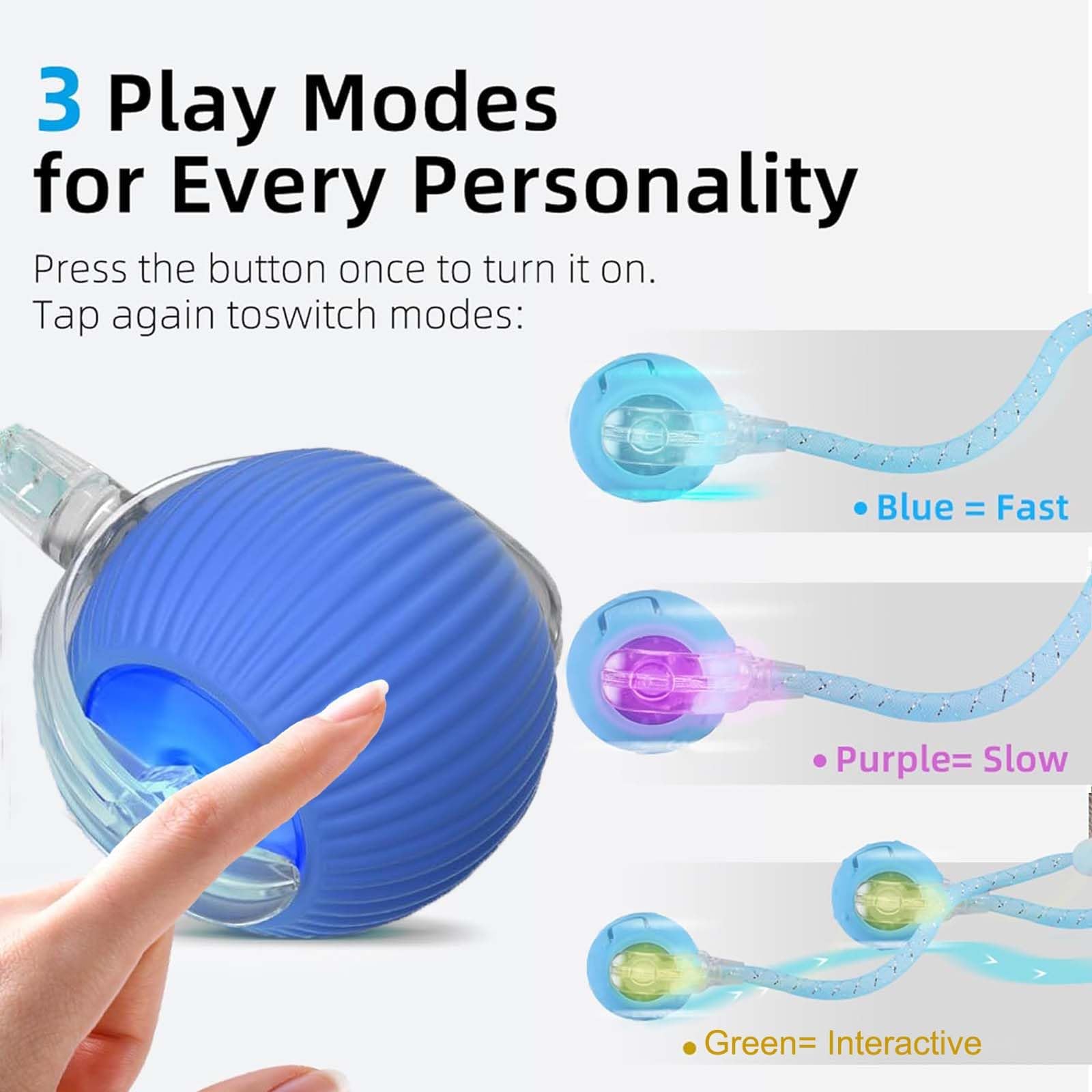 كرة تفاعلية للقطط، العاب تفاعلية للقطط في الاماكن المغلقة، لعبة تنشط الحركة والنقيق، كرة دوارة ذكية قابلة لاعادة الشحن للكلاب والقطط (عبوتان)