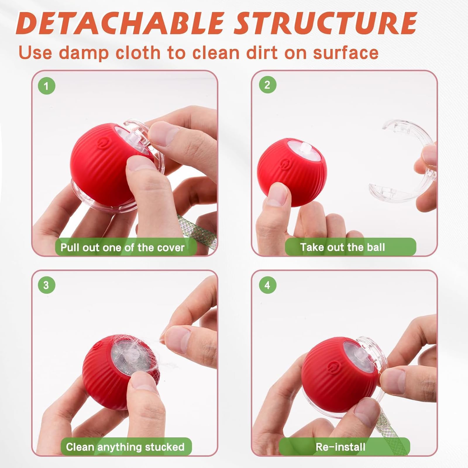 كرة تفاعلية للقطط، العاب تفاعلية للقطط في الاماكن المغلقة، لعبة تنشط الحركة والنقيق، كرة دوارة ذكية قابلة لاعادة الشحن للكلاب والقطط (عبوتان)