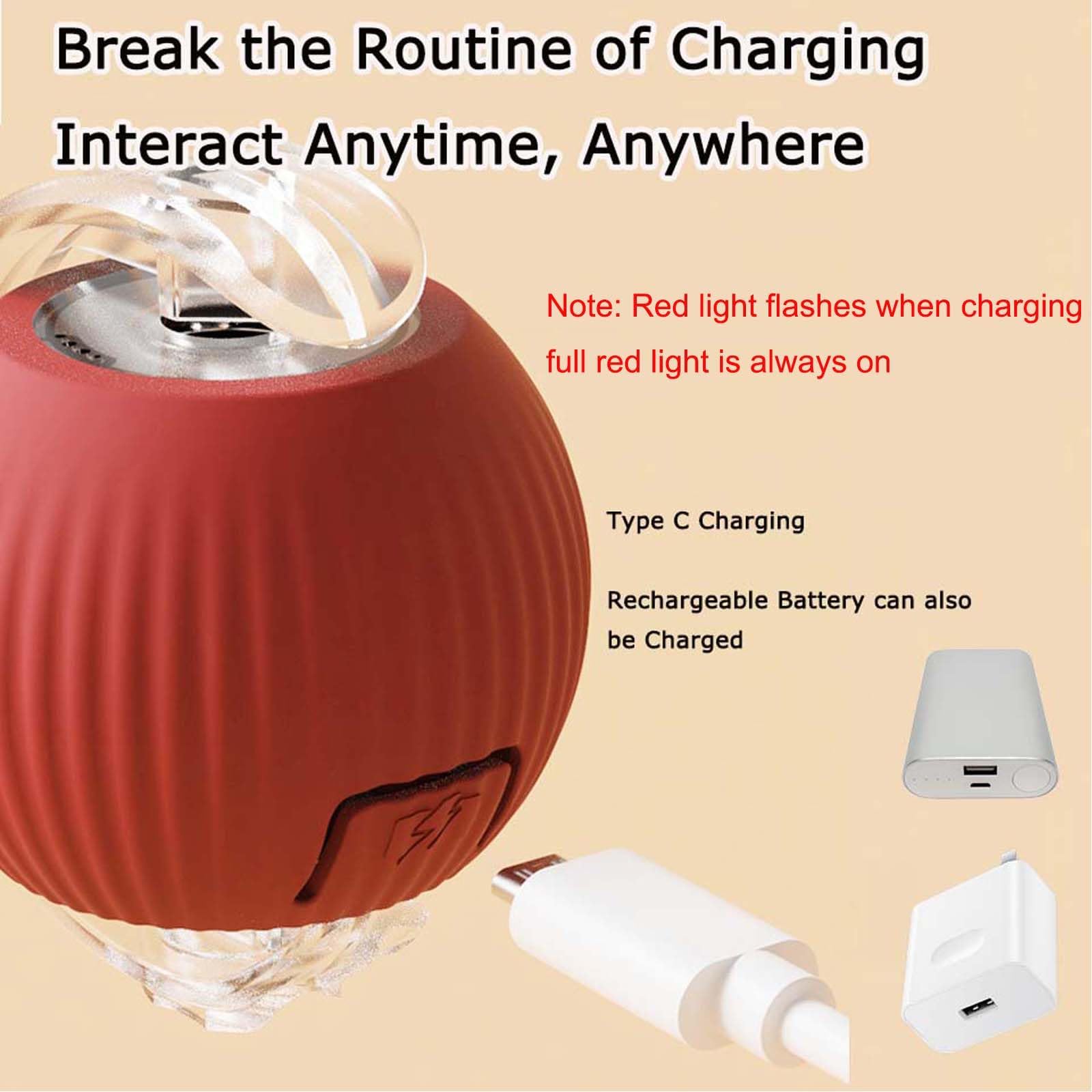 كرة تفاعلية للقطط، العاب تفاعلية للقطط في الاماكن المغلقة، لعبة تنشط الحركة والنقيق، كرة دوارة ذكية قابلة لاعادة الشحن للكلاب والقطط (عبوتان)