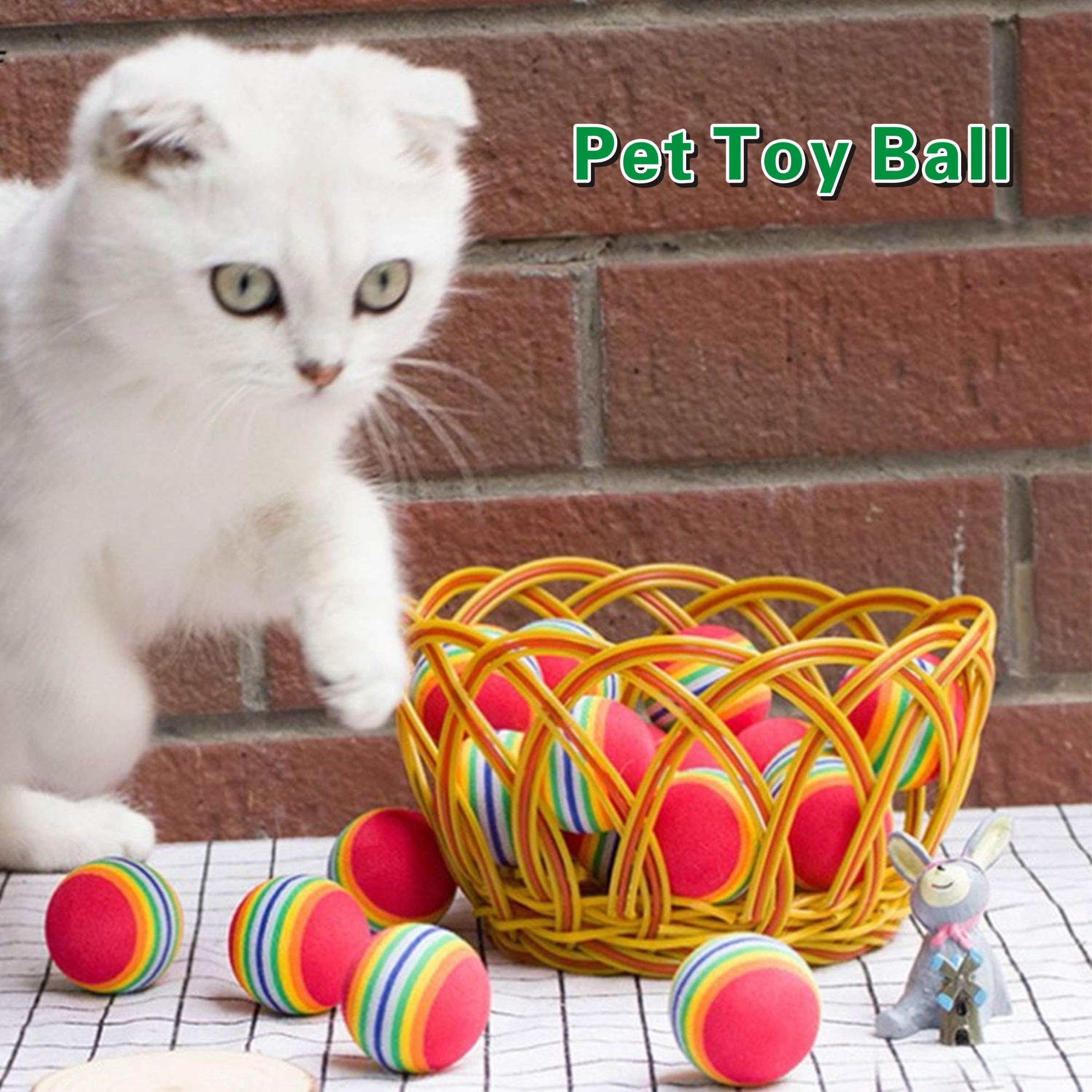 كرة لعب للقطط (عبوة من 6 قطع) كرة تفاعلية من فوم ايفا الناعم بلون احمر قوس قزح وكرة جرس للقطط. لعبة القط المفضلة للقطط، لعبة جرو كرة مطاردة هادئة، كرة اسفنجية، كرة لعبة للقطط مع جرس