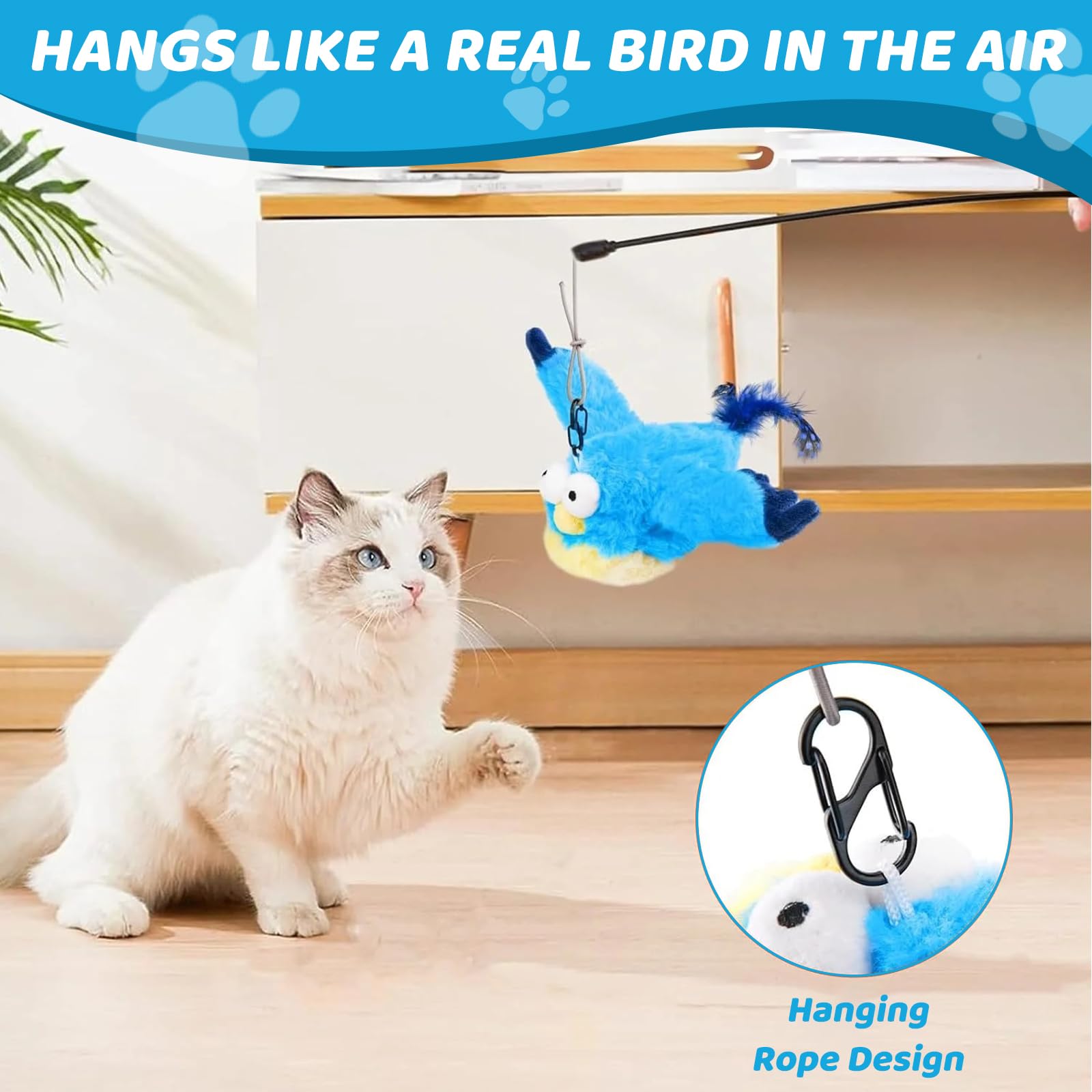 لعبة الطيور الطائرة للقطط من بابوريتش، لعبة قطط تفاعلية جديدة 2025 للقطط البالغة التي تشعر بالملل في الاماكن المغلقة