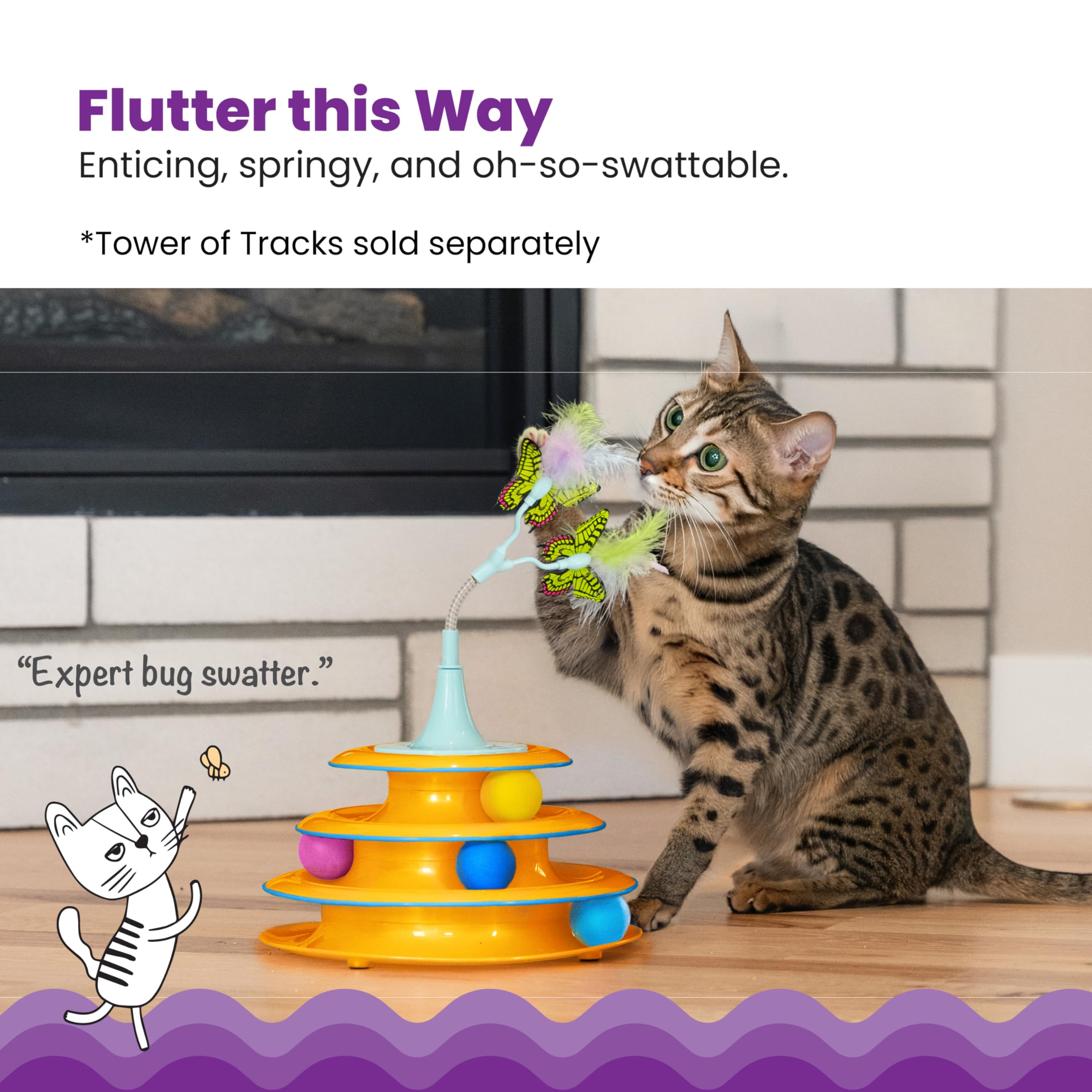 لعبة برج المسارات للقطط من كات ستيجز - 3 مستويات من اللعب التفاعلي - مسار دائري مع كرات متحركة تلبي احتياجات القطط للصيد والمطاردة والتمارين