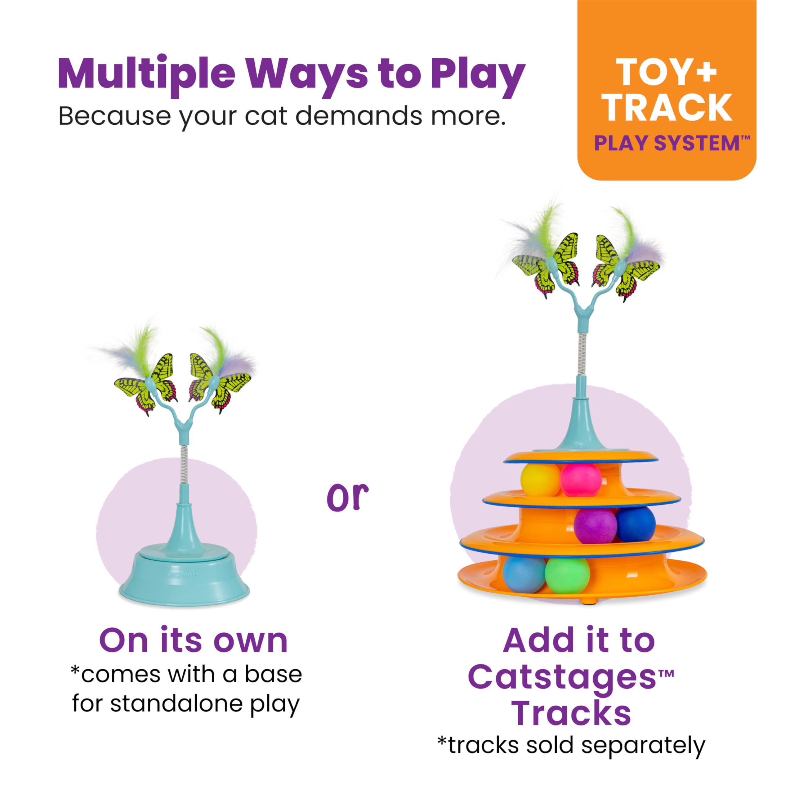 لعبة برج المسارات للقطط من كات ستيجز - 3 مستويات من اللعب التفاعلي - مسار دائري مع كرات متحركة تلبي احتياجات القطط للصيد والمطاردة والتمارين