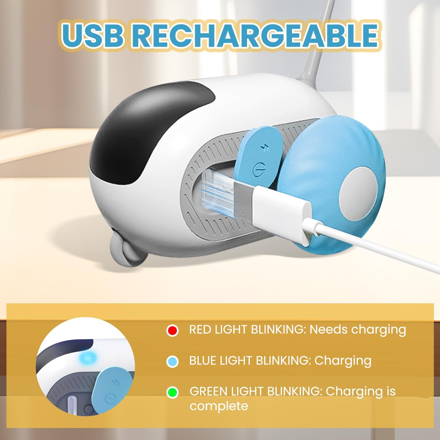 لعبة تفاعلية مطورة للقطط بجهاز تحكم عن بعد في الأماكن المغلقة بتصميم سيارة لعبة ذكية ذاتية التشغيل وقابلة لإعادة الشحن بمنفذ USB مع ريش من نيكومي (لون برتقالي)