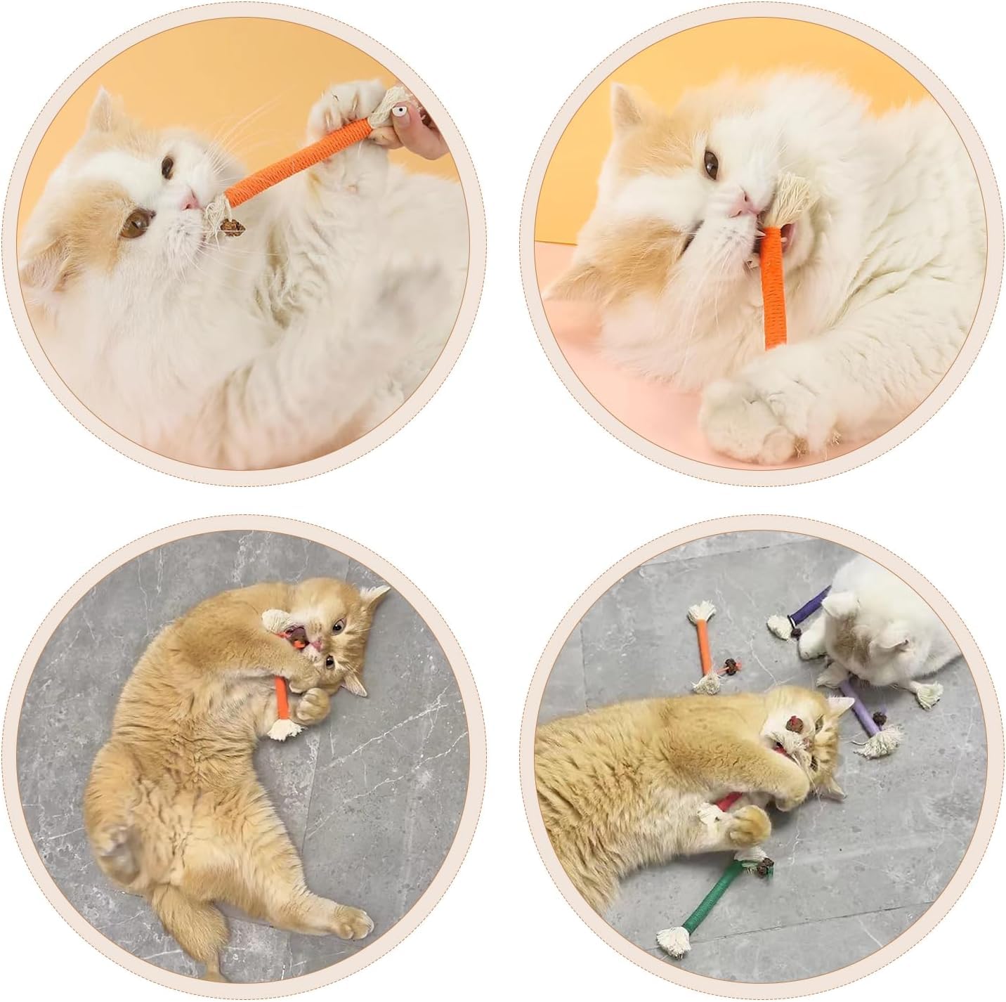 لعبة حبل عض النعناع البري من لونيميا، 4 قطع، لعبة مضغ للقطط، رفيق لعب تفاعلي ومستقل، لعبة تسنين القطط لتنظيف اسنان القطط، للاستخدام الداخلي، قطن، النعناع البري الطبيعي